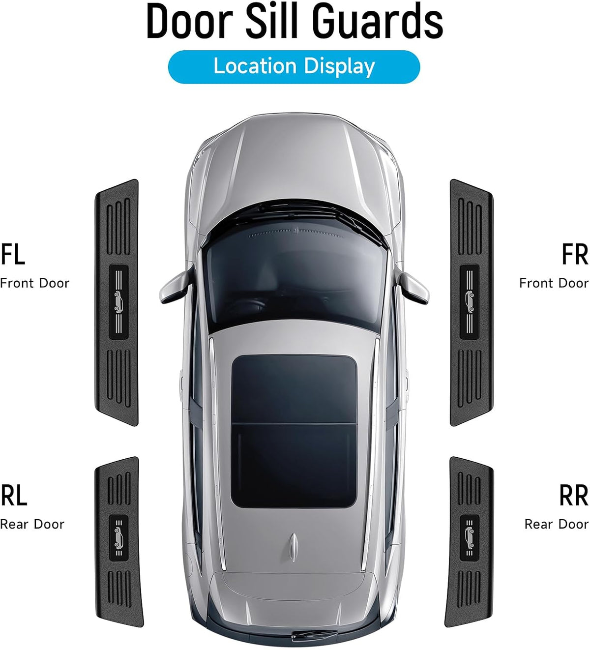 ZZEQYG 4 Pcs Door Sill Protector for Jeep Grand Cherokee (Not for L Model) 2011-2021 Accessories ABS Material Door Sill Guards Trim