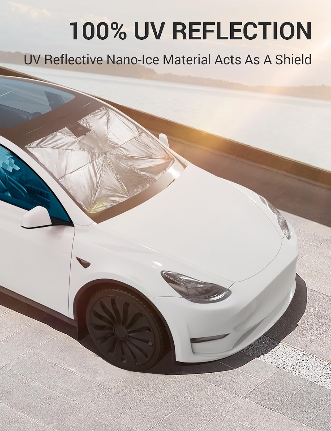 BASENOR Windshield Sunshade Umbrella for 2017-2026 Tesla Model Y/YL/Model 3
