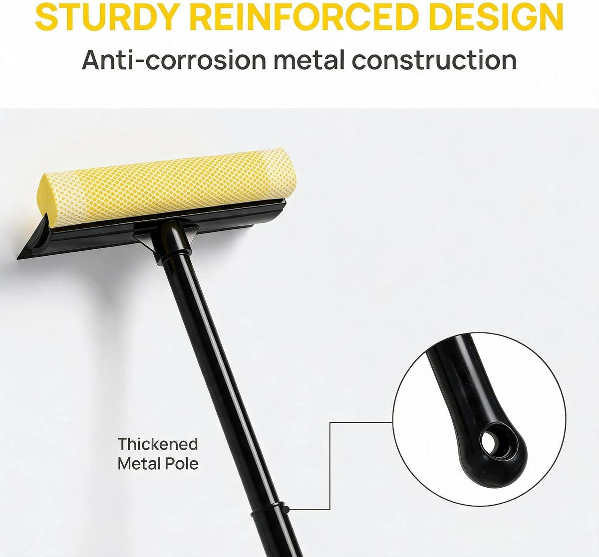 Car Squeegee 2 in 1, Sponge Scrubber & Wiper for Window & Glass