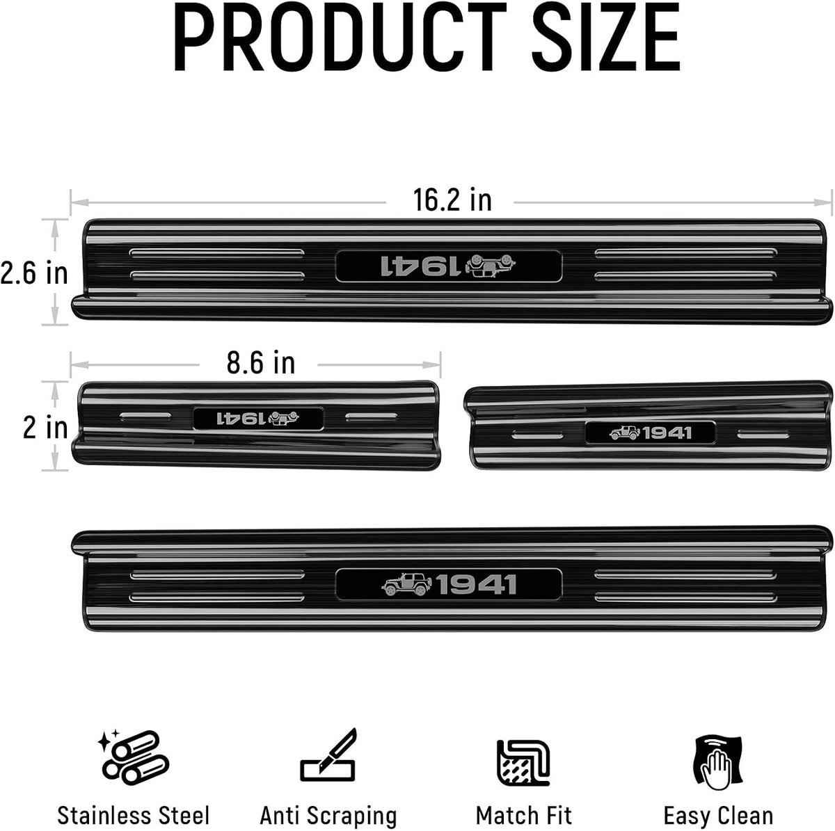 ZZEQYG 4 Pcs Stainless Steel Door Sill Protector Compatible with Jeep Wrangler JK Unlimited JKU Sport Sahara Rubincon 2007-2017 Accessories Front and Rear Door Car Door Sill Guards Trim