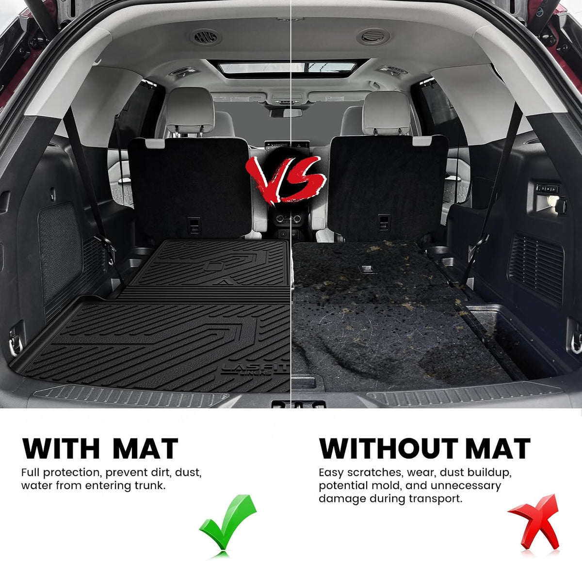 LASFIT Cargo Mat for Ford Explorer 2020-2025 2026 2027 Backrest Liner