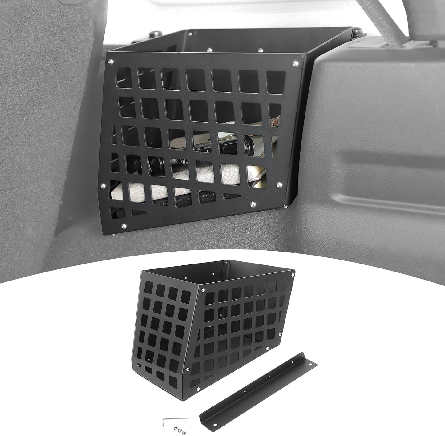 for Jeep JLU Trunk Right Side Molle Storage Bin Cargo Space Organizer Basket System Storage Carrier Box for Jeep Wrangler JLU 2018-2023 4DR Modular Storage Solution for Hardtop