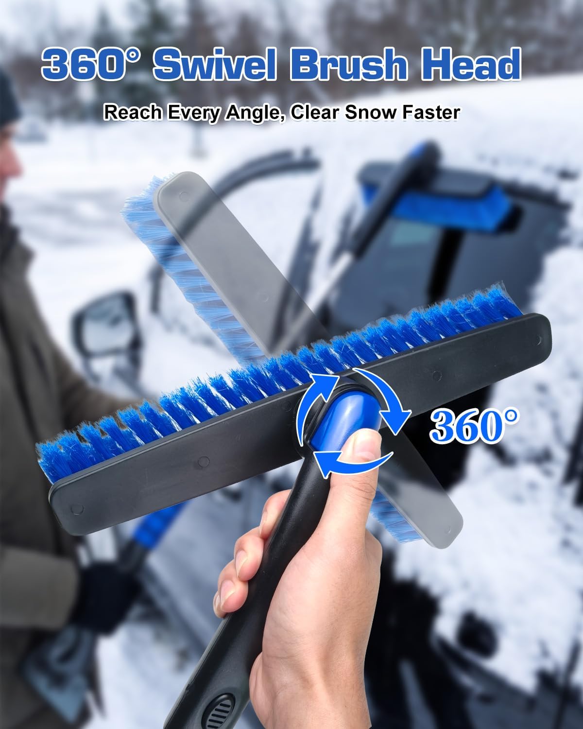 40.5‘’ Extendable Snow Brush & Ice Scraper for Car SUV Windshield
