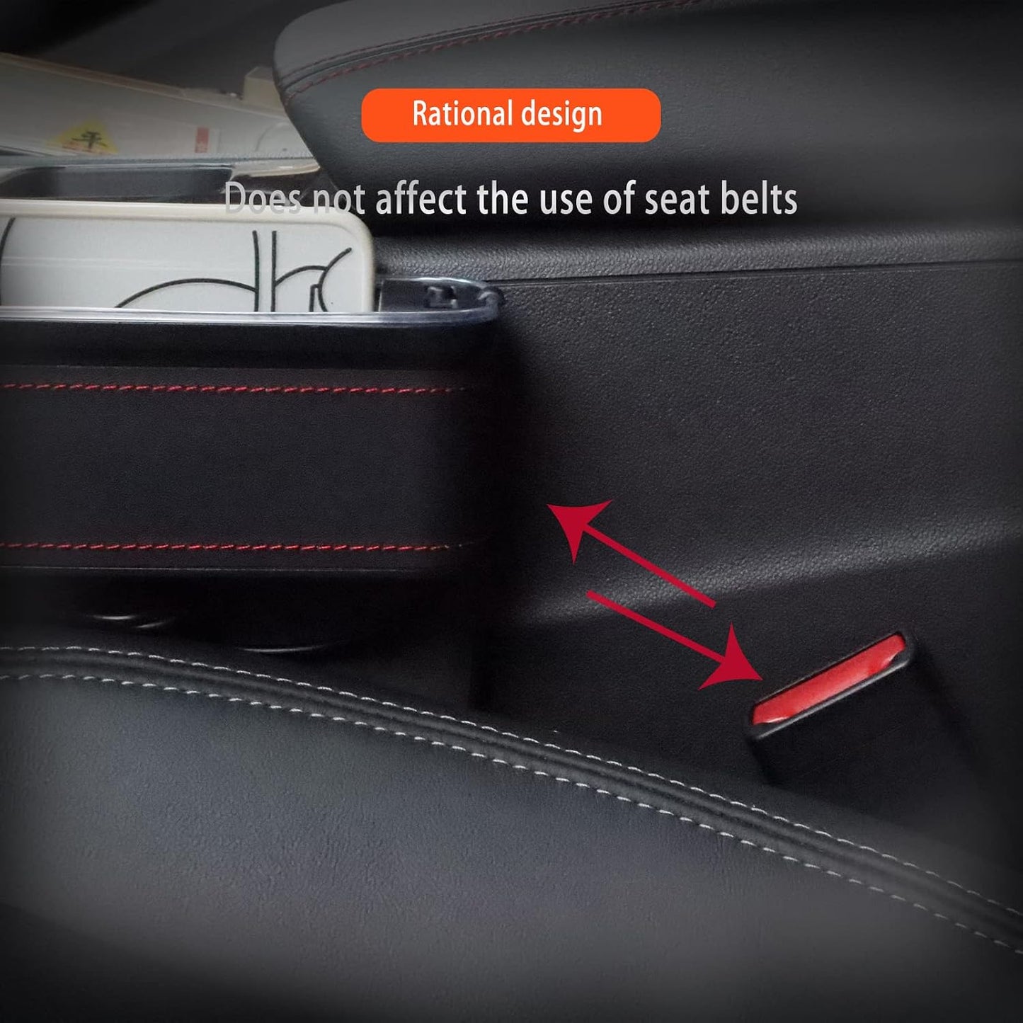 Car Seat Gap Filler Organizer, 2 Pack Multifunctional Car Seat Organizer, 7 Colours Changing LED Car Seat Seam Filler, Auto Console Side Storage Box with Cup Holders(BLACK)