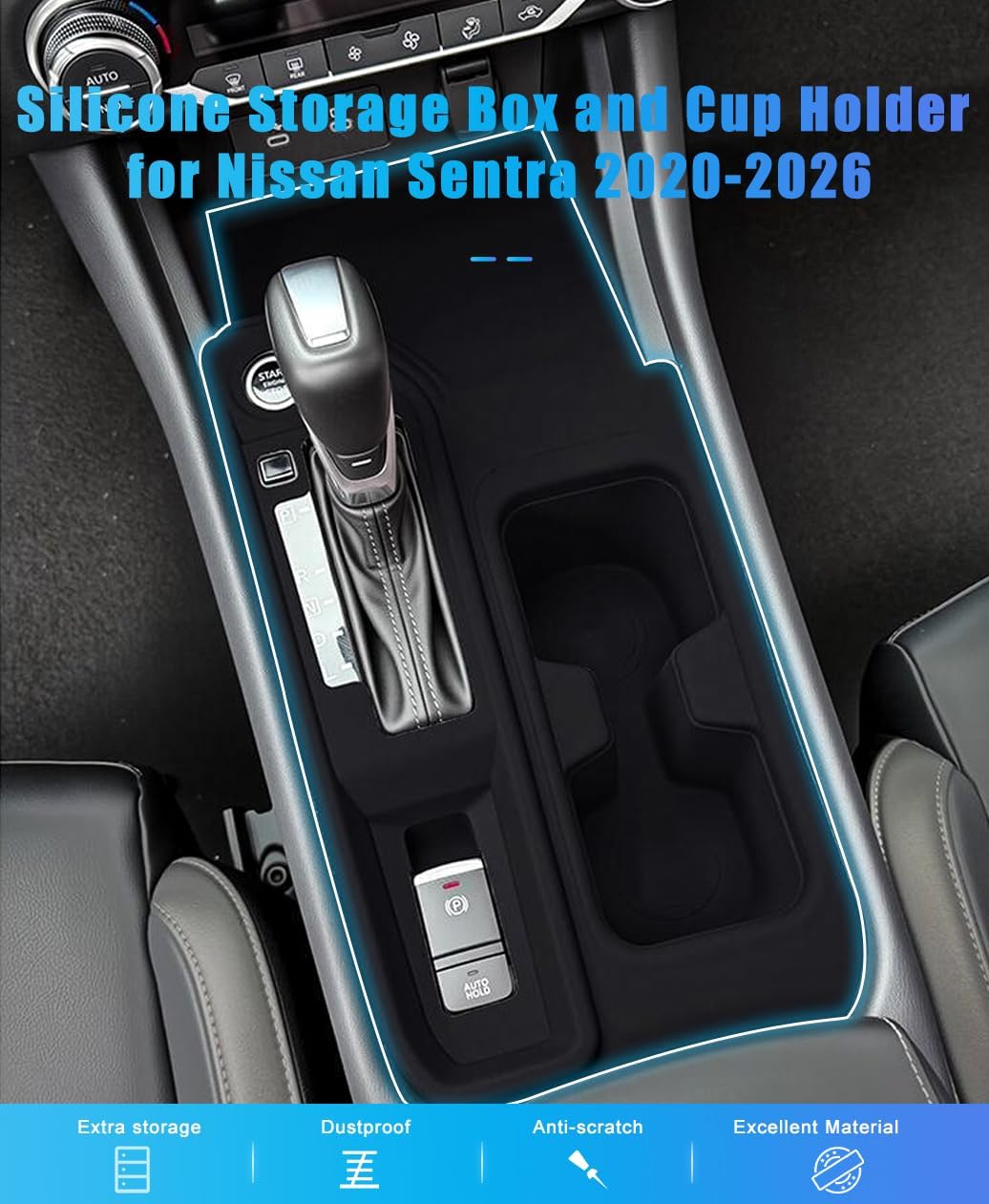 for 2025 Nissan Sentra Accessories 2020 2021 2022 2023 2024 Car Cup Holder Inserts and Center Console Tray Replacement, Silicone Drink Holder Mat Pad Storage Organizer