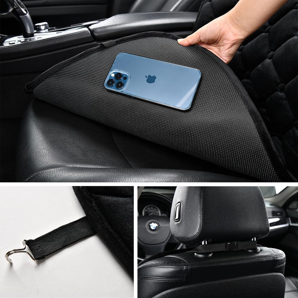 Plush Fleece Car Seat Cushion with Lumbar Support - Ultra Soft Ergonomic Padding for Car, Truck, SUV