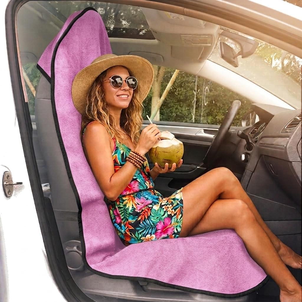 Car Seat Cover Protector Front Seats,for Gym Workout,Running,Swimming,Beach and Hiking,Waterproof Sweat Towel Bucket Seat Covers for Cars SUV Trucks (Pink, 2Pcs)