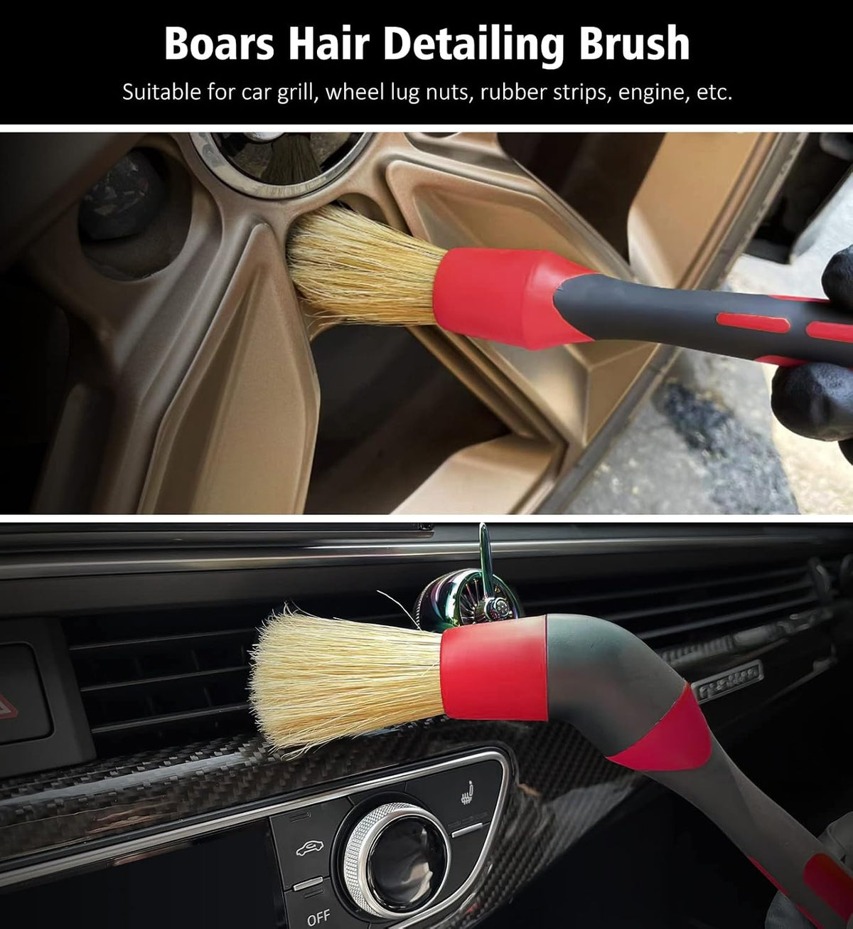 YeewayVeh 4Pack Car Wheel Cleaning Kit, Bendable Rim Brush Set, Red