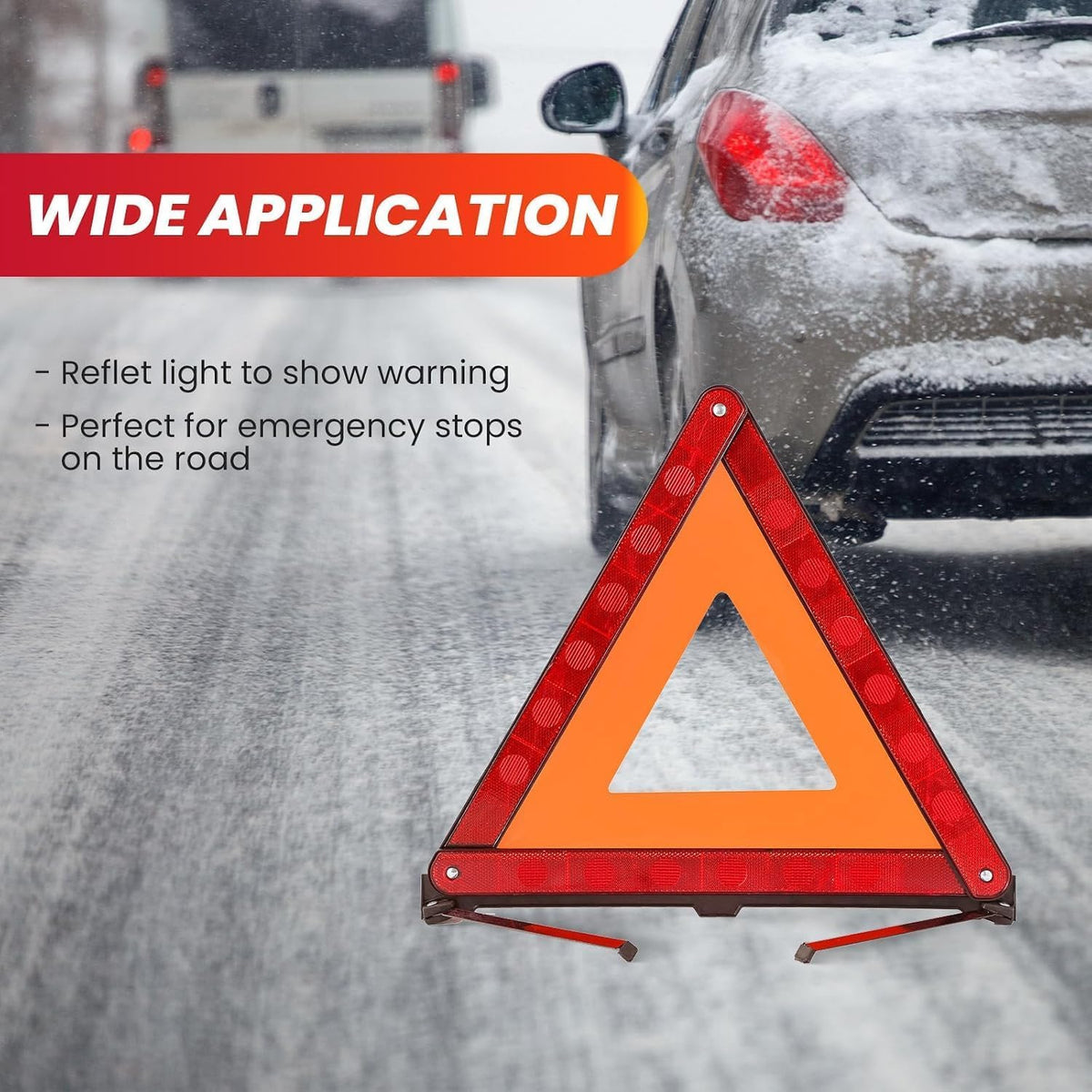 Warning Triangle for 2019-2025Dodge RAM 1500, Emergency Reflective Triangles Roadside Hazard Safety Triangle Reflector Box Stand