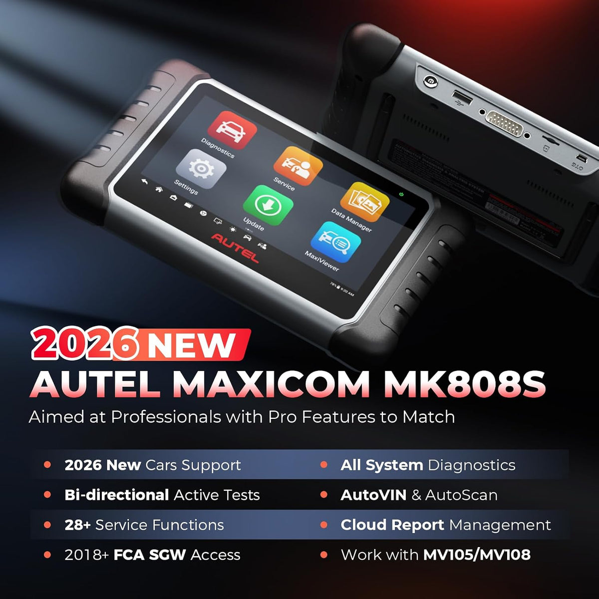 Autel Scanner MaxiCOM MK808S: All Systems Bidirectional OBD2 Scan Tool