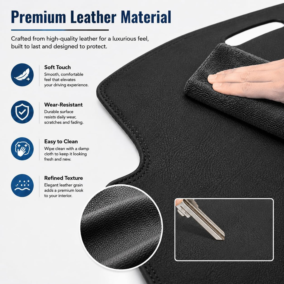 Leather Dashboard Cover Mat for Honda HR-V HRV 2023-2024