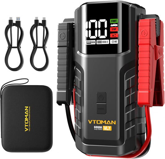 VTOMAN VL7 6000A LiFePO4 Portable Jump Starter for All Gas and 10L Diesel