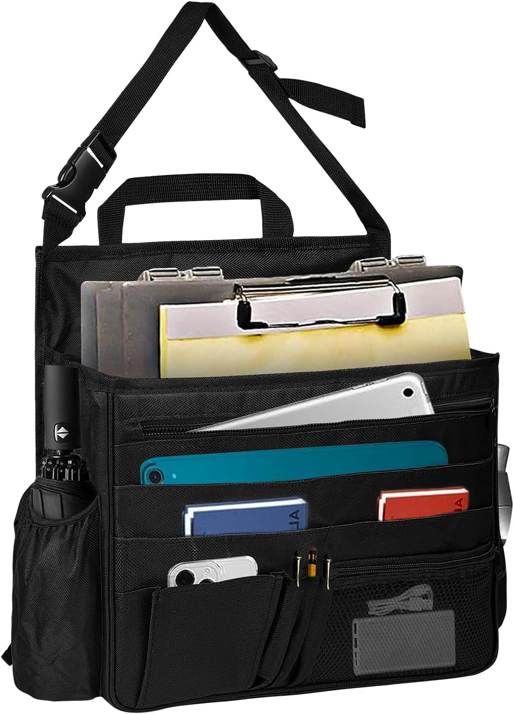 Car Backseat Organizer for Kids, Hanging Front Seat Storage Organizer with 10+ Pockets, Laptop Compartment, Cup Holders for Water Bottle - Car Organizer for Truck, SUV, Minivan Accessories
