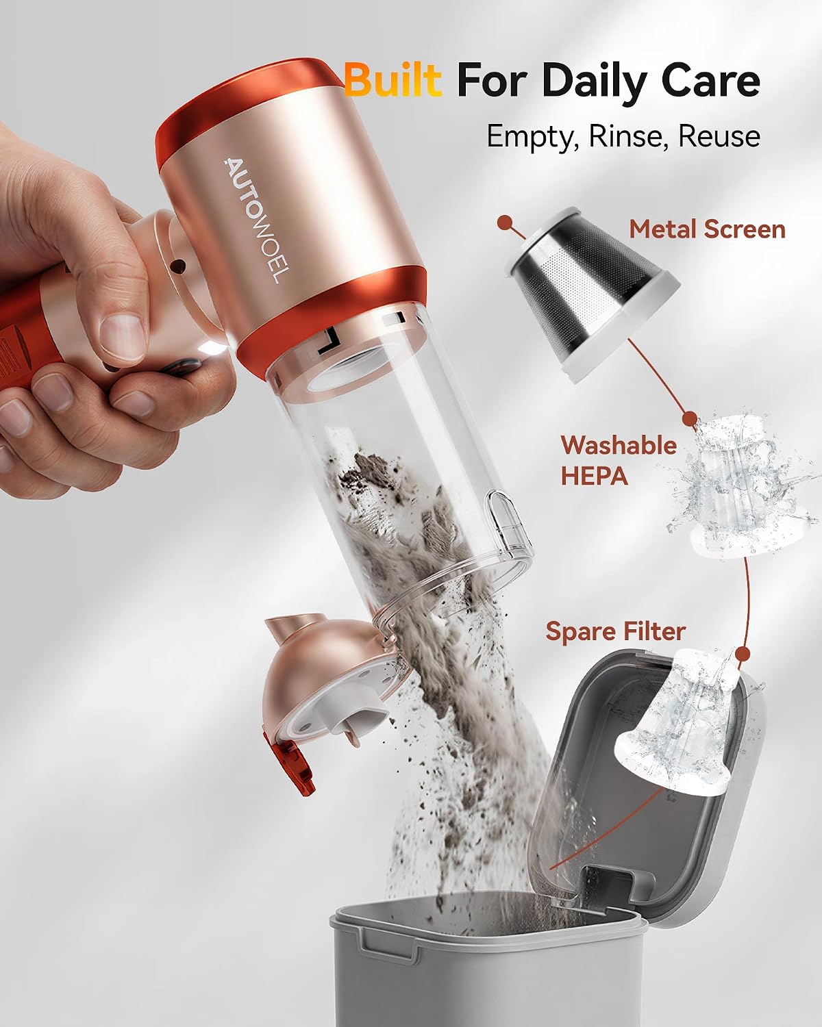 Cordless Handheld Car Vacuum Cleaner 22000PA with Removable Battery