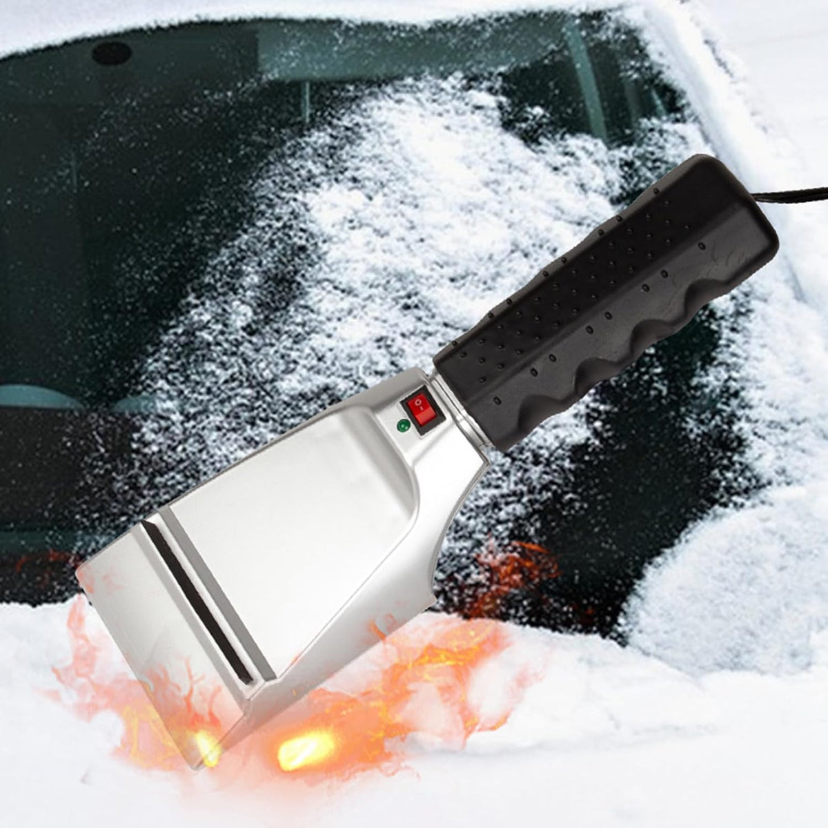 Car Windshield Snow Shovel 12V Heated Electric Car Windshield Ice Scraper Shovel with Handle Ice Removal Tool