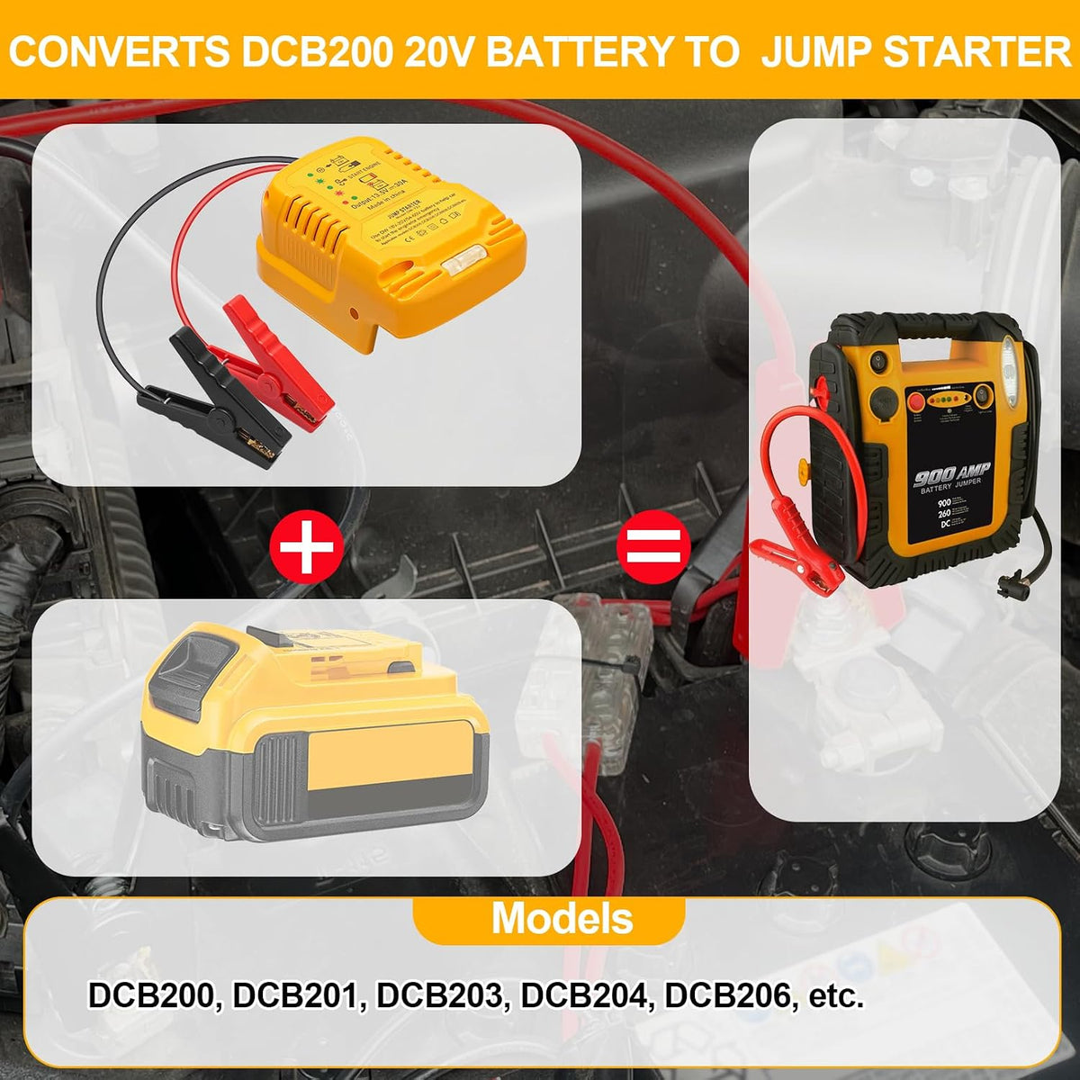 12V Jump Starter Adapter Compatible with Dewalt 20V/60V Batteries