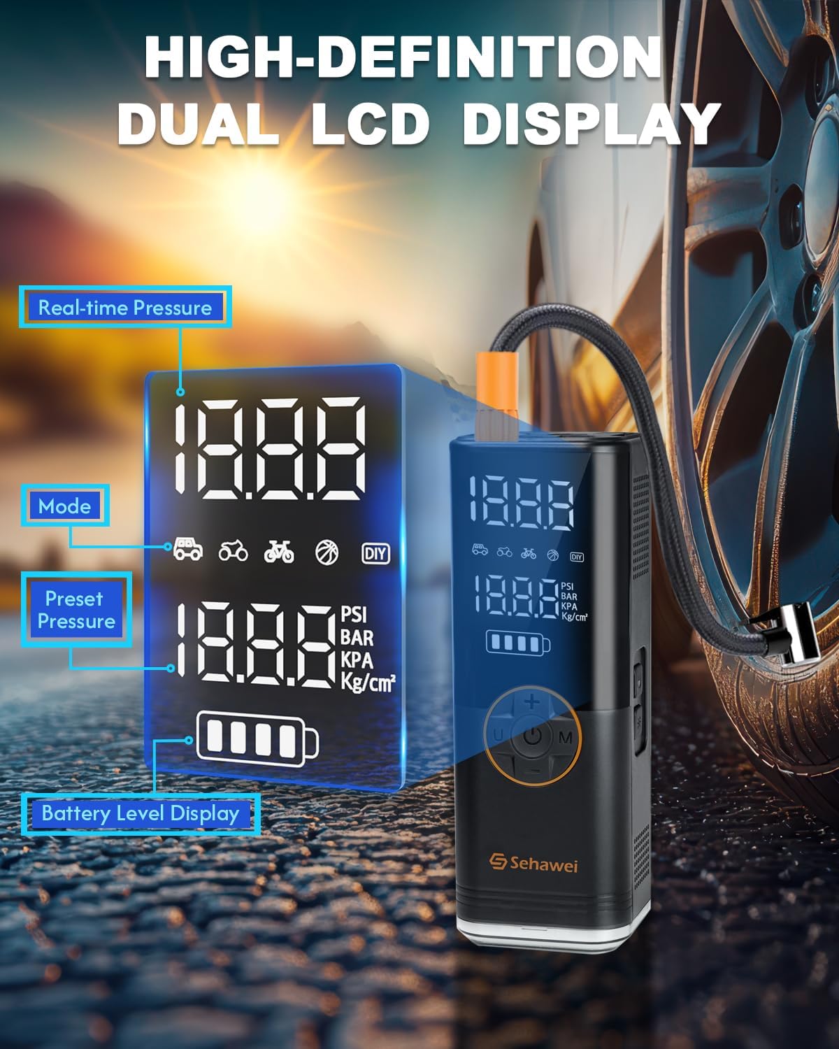 Tire Inflator Portable Air Compressor, 4X Faster 150PSI & 20000mAh Air Pump