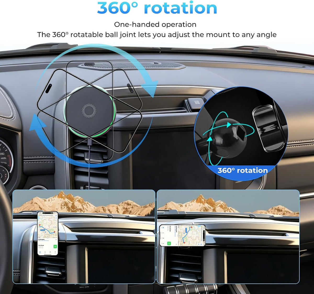 Magnetic Wireless Charger Phone Mount for Magsafe for Dodge Ram
