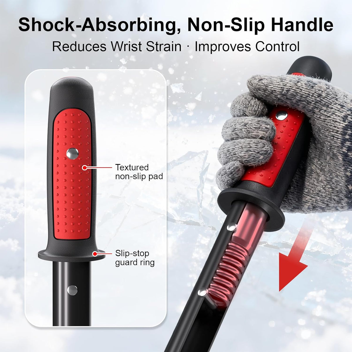 BREWIN TOOLS Adjustable 30–60” Heavy-Duty Ice Scraper and Ice Chopper with Shock-Absorbing Grip, Beveled Blade for Driveway, Sidewalk, Patio, Garage, Yard & Outdoor Stairs, Easy Assembly Winter Tool