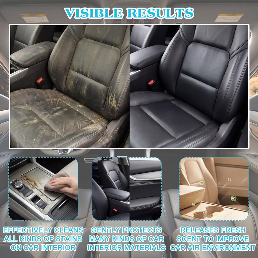 KUIRUNRX® Foam Cleaning Spray, Car Interior Cleaner, Car Seat Cleaner, All Purpose Wipe Away Cleaning Spray for Upholstery Dashboard, with Sponge &amp; Cloth (150ml)