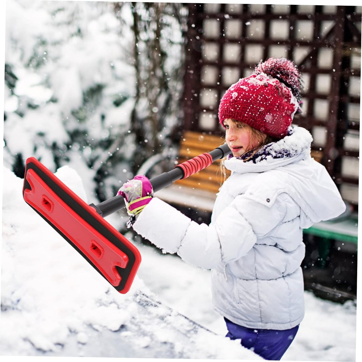 Garneck Detachable Extendable Car Snow Scraper and Brush Lightweight EVA Foam Snow Removal Tool for Windshield Non-Damaging Ice Scraper for Cars SUVs and Trucks