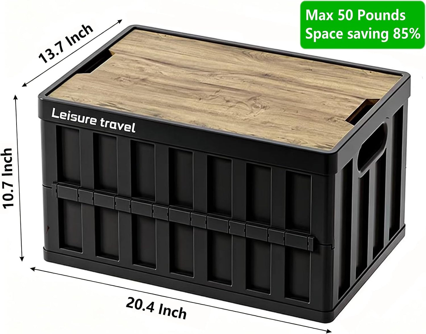 VIMI 50L Collapsible Storage Bins with Lids Stackable Utility Crates with Handles Plastic Large Folding Containers for Organizing Tools,Books,Food,Drinks,Camping&Transport (Black-2 Pack)