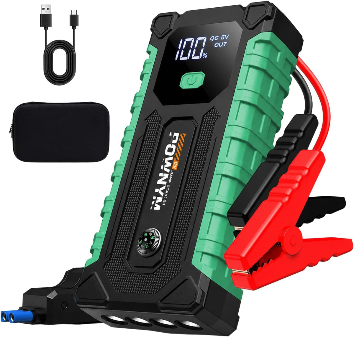 Portable Car Jump Starter, 12V Battery Booster,Jumper with USB & LED