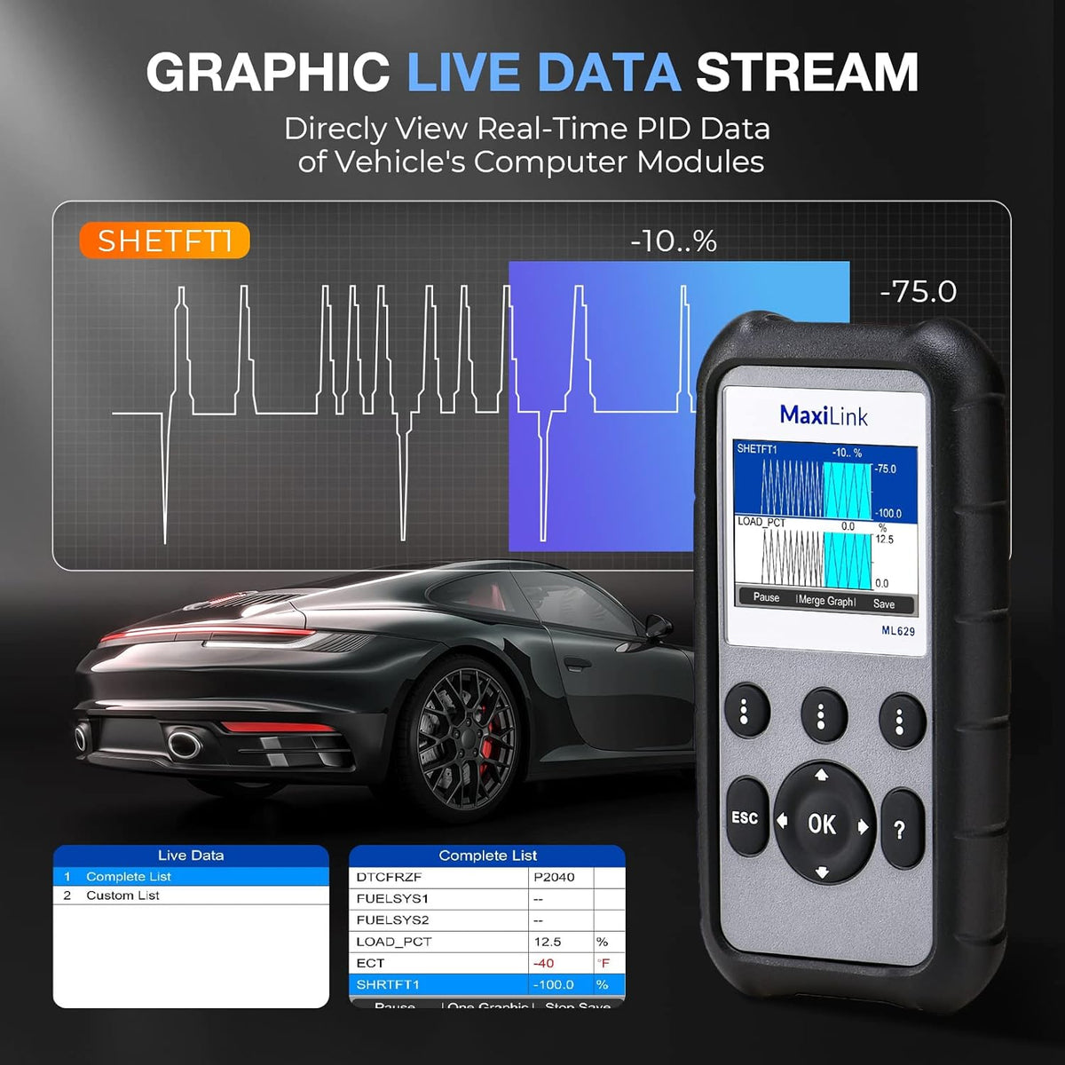 Autel MaxiLink ML629 OBD2 Scanner, ABS SRS Engine Transmission Diagnoses