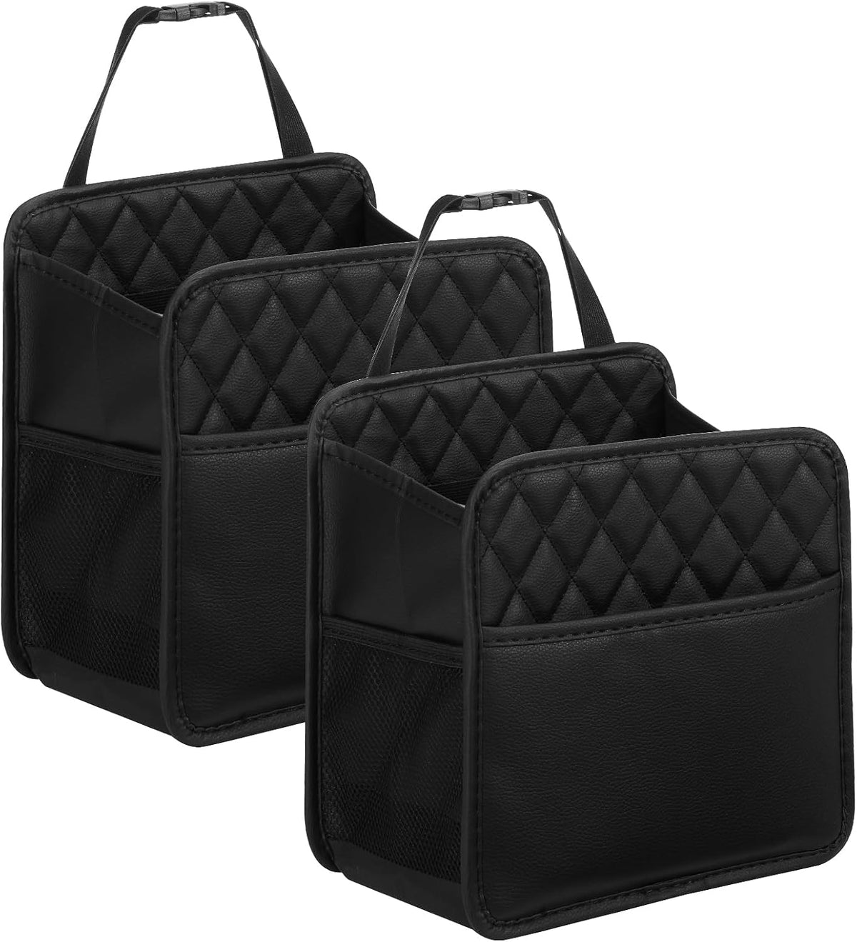 Backseat Car Organizer, Large Hanging Car Organizer Backseat Leather Front & Backseat Multifunctional Waterproof Car Organizers and Storage Back Seat (Black 2Pack)
