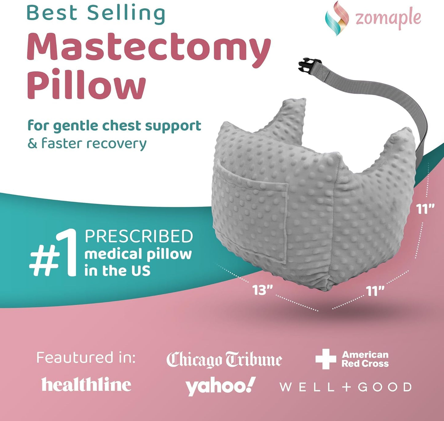 Zomaple Post Mastectomy Pillow Post Surgery – Post-Op Essentials, Breast Augmentation/Reduction & Mastectomy Recovery Supplies – Washable Cover for Comfort & Support