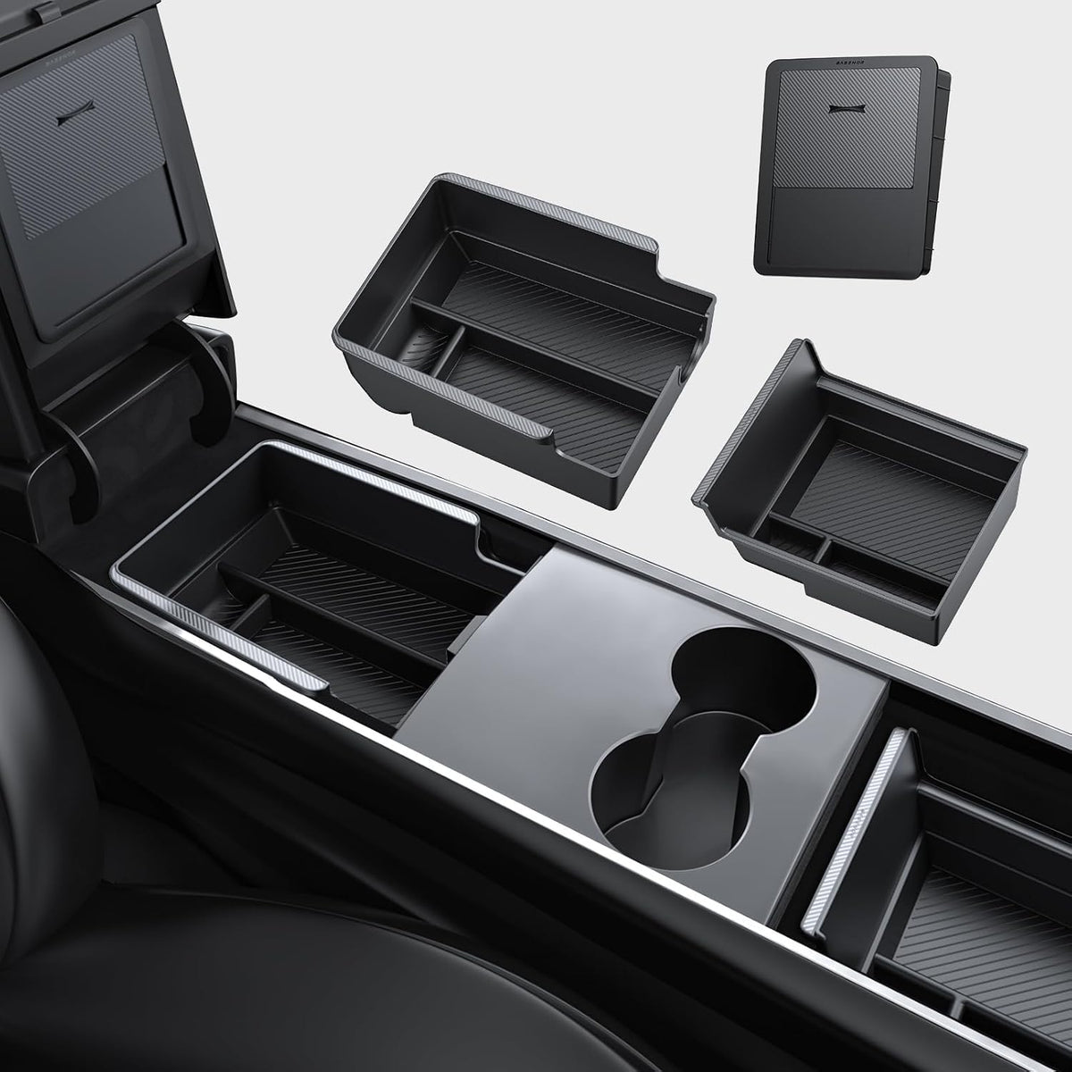 BASENOR 3PCS Center Console Organizer for Tesla Model Y Model 3