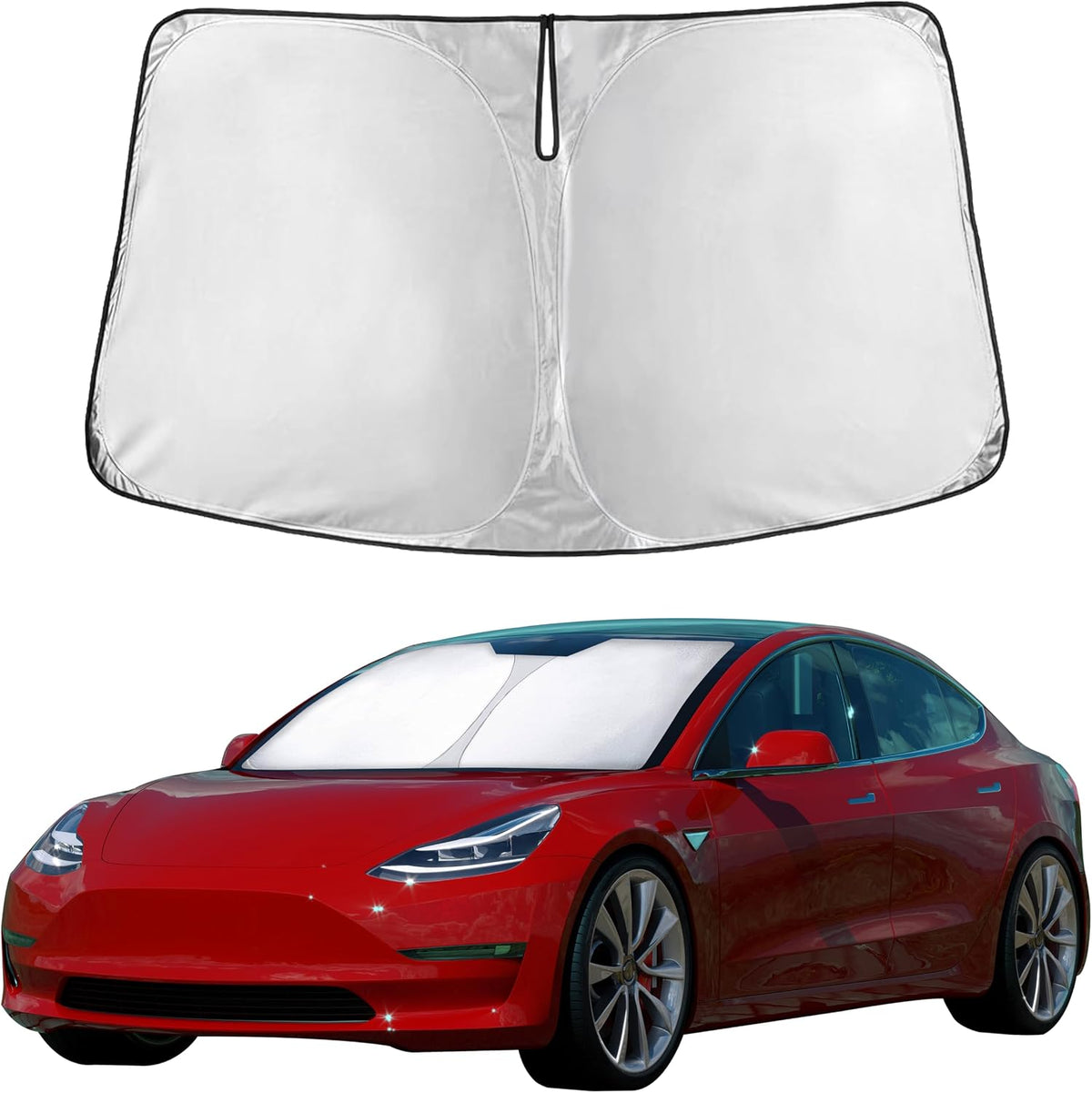 EcoNour Windshield Sun Shade Compatible with Tesla Model 3 & Model Y
