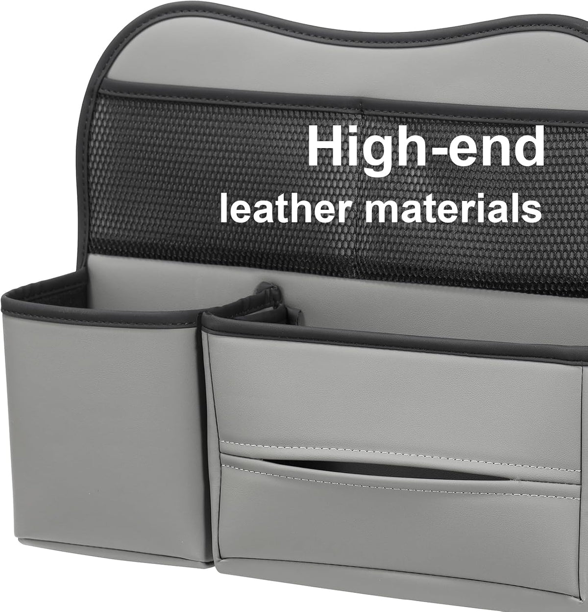 Multifunctional Car Seat Back Organizer with Large Tissue Box Holder, Large Water Bottle Storage, Phone Pouch for Road Trips (Gray)