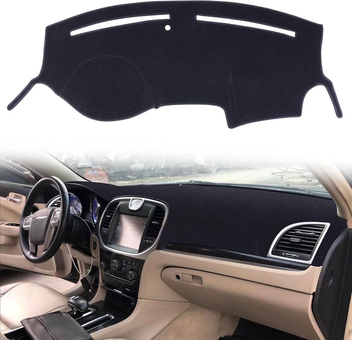 Dashboard Cover Custom Fit for Chrysler 200 2011-2014, Dash Cover Mat Pad Carpet Protector (Black)