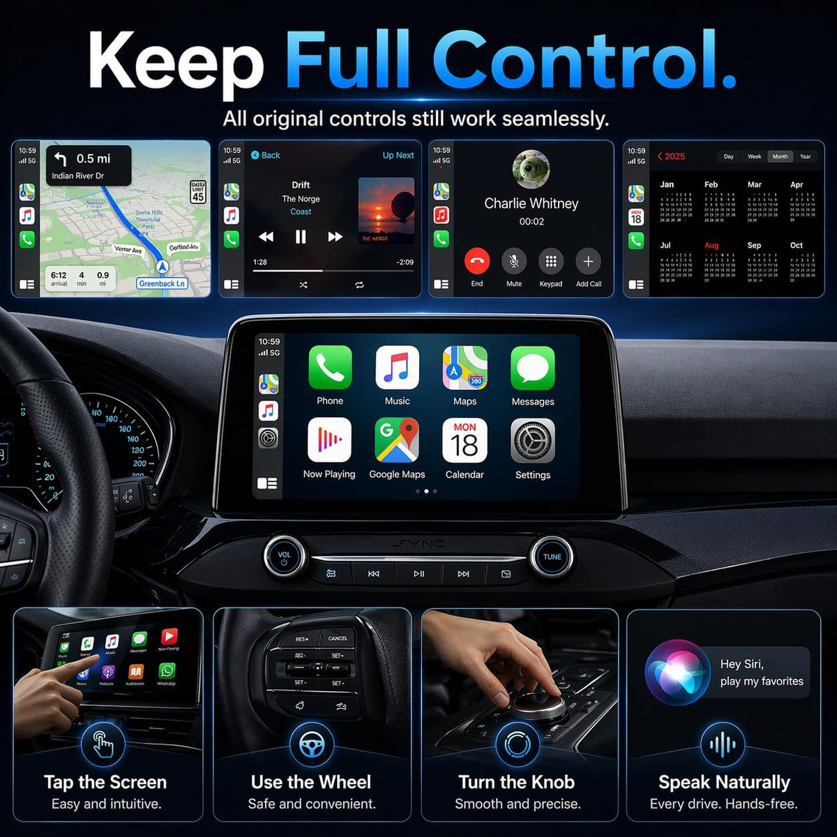 Wireless CarPlay Adapter– Android Auto Wireless Adapter, 5.8GHz Wi-Fi Plug & Play,Mini and Stable iOS 10+/Android 10+, Fast Auto-Connect for Cars 2016+ (1Pcs)