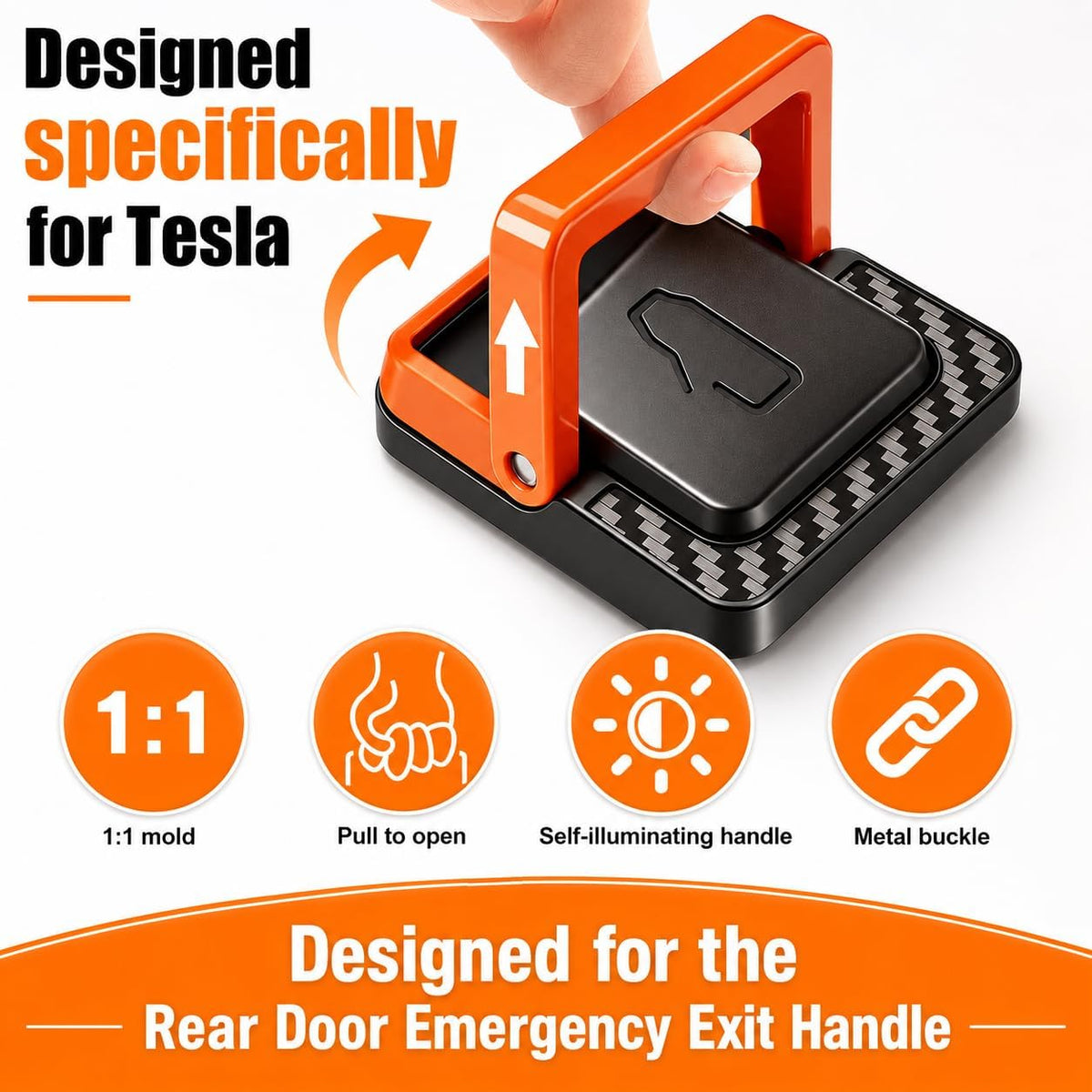 Emergency Door Release Handle for Tesla Model 3 Highland 2024–2026, Rear Door Emergency Escape Handle, Interior Safety Pull Accessories, Easy Installation