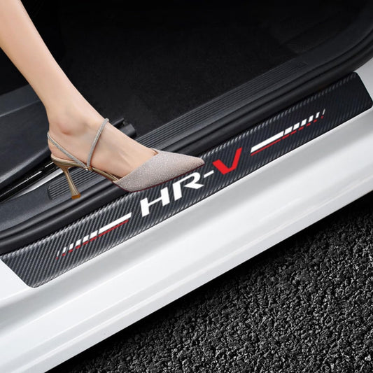4Pcs Car Door Sill Protector for HR-V Accessories Fit for HRV Carbon Fiber Leather Door Sill Sticker, Decoration Door Sill Scuff Plate Sticker for Auto SUV (H)