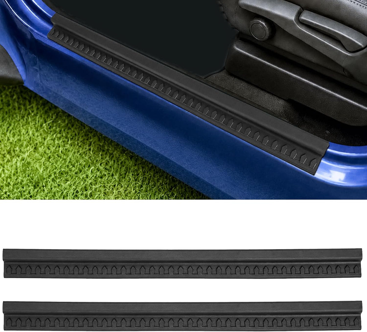Nilight Door Sill Guards Kit TPE 2 Pcs Set-Black