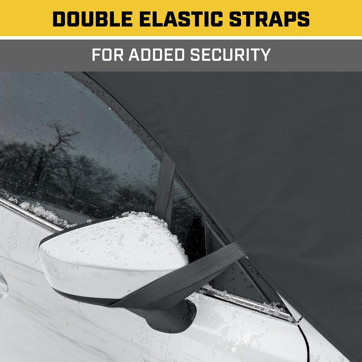 Cat® Windshield Snow Cover, Toughest Car Frost Protector for Ice & Sleet, Weatherproof for Winter, Includes Anti-Theft Straps, Freeze Protector for Auto Car Truck Van SUV, Wide Size 78"x45" inch,Black