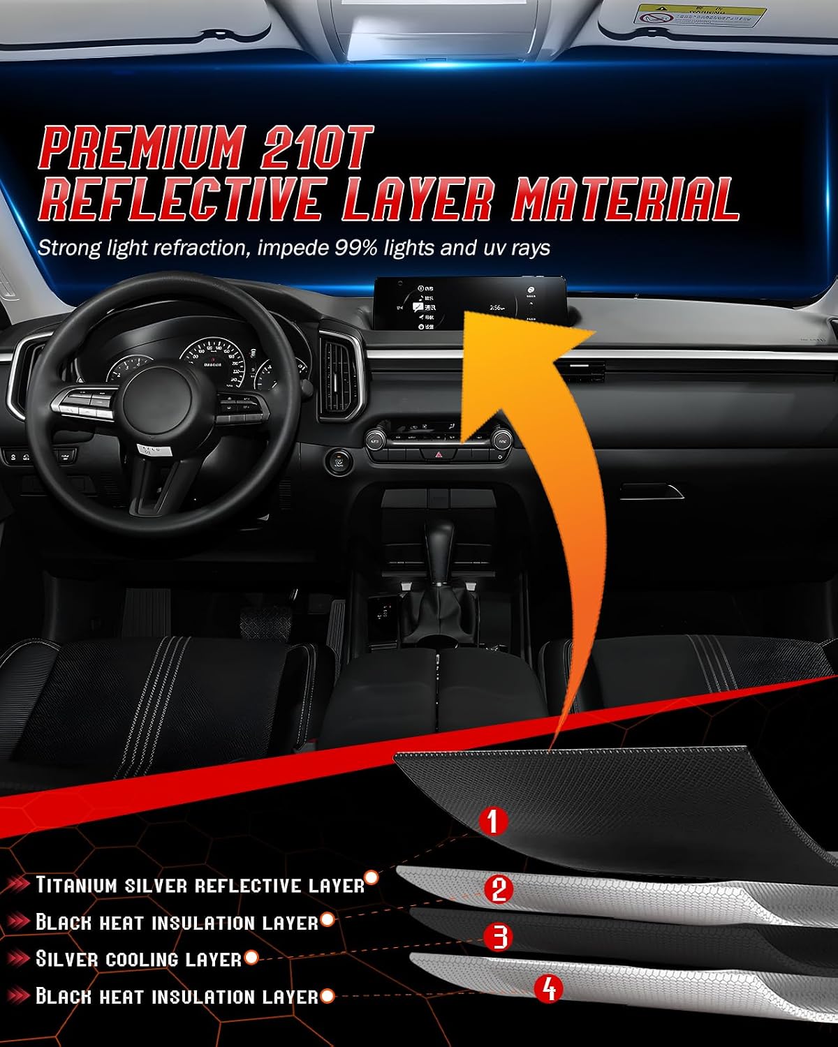 Custom Fit Windshield Sun Shade for Toyo-ta Land Cruiser 2024-2026
