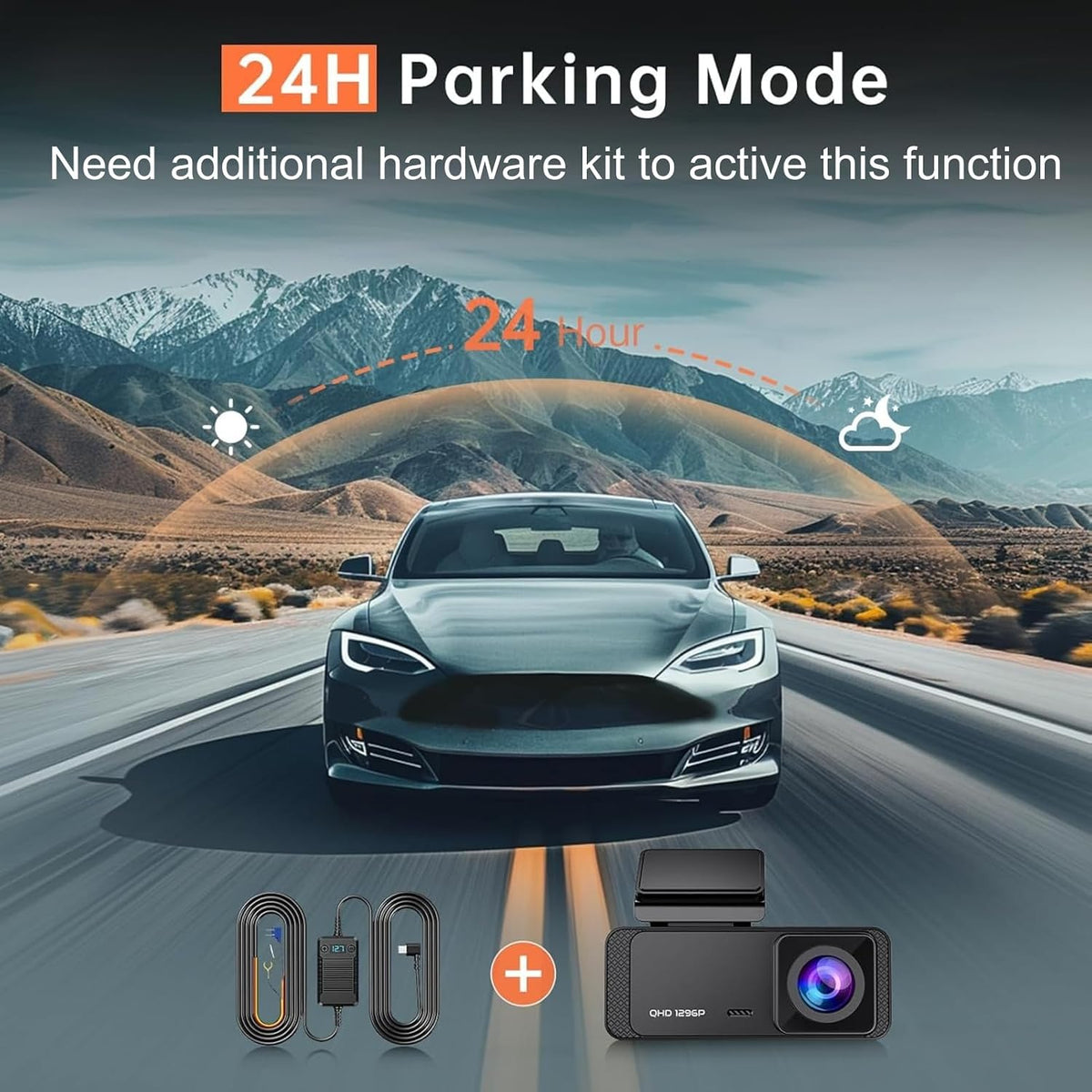 Veement 1296P Dash Cam Front, WiFi Dash Camera for Cars with App