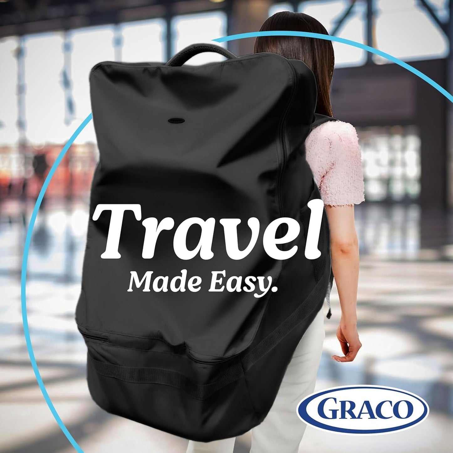 Graco Padded Car Seat Travel Bag & Infant Carrier Backpack, Black | Durable Large Back Pack, Double Padded Strap, Water Resistant Material, Airport Gate Check Bag