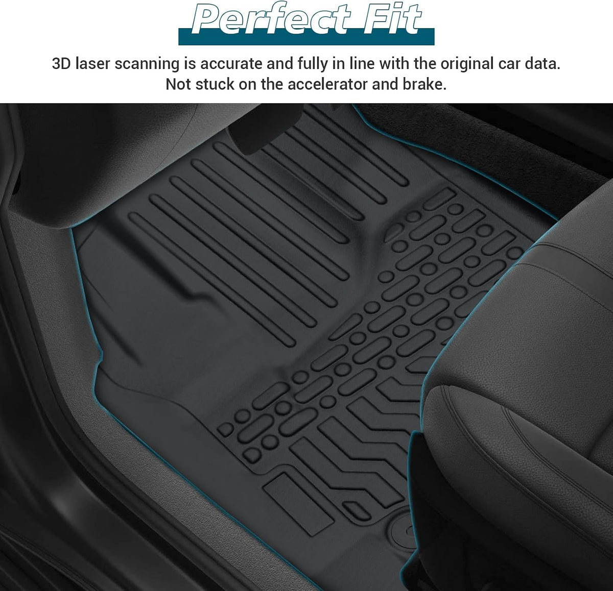 All Weather Floor Mats for 2012-2017 Chevy Equinox & GMC Terrain/Terrain Denali, Waterproof TPE Rubber Anti-Slip Car Carpet, 2 Row Front & Rear Custom Fit Car Floor Liner