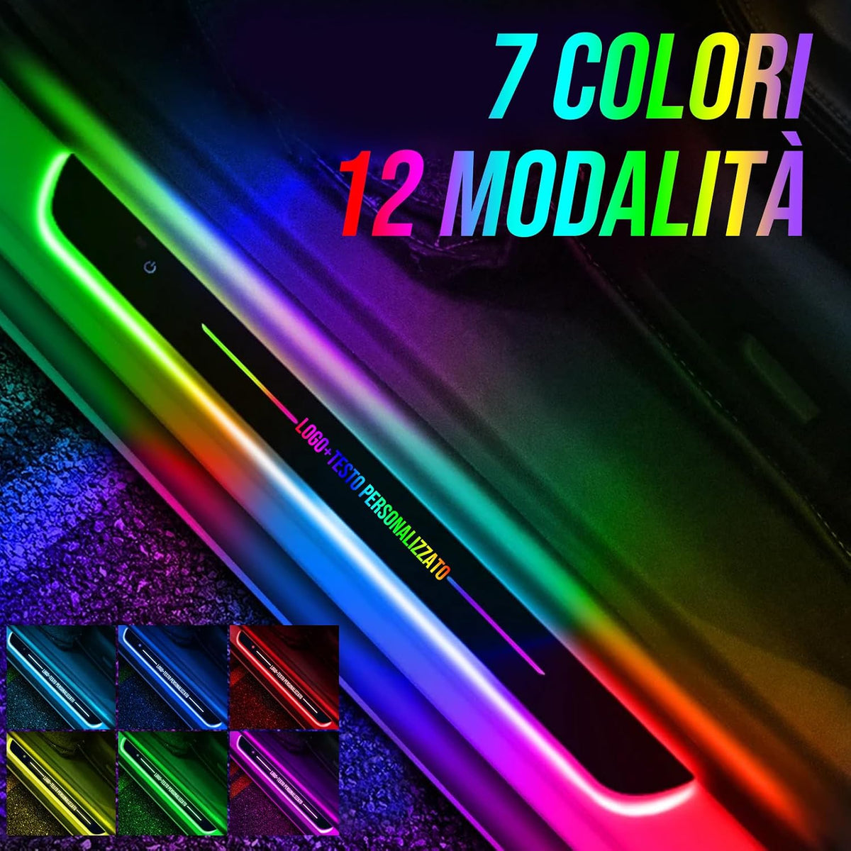 Custom Logo and Text Car Door Sill Lights Auto-Sensing, Personalized LED Welcome Gifts for Men Women, 7 Colors Adsorption Wireless Pedal Light for All Cars