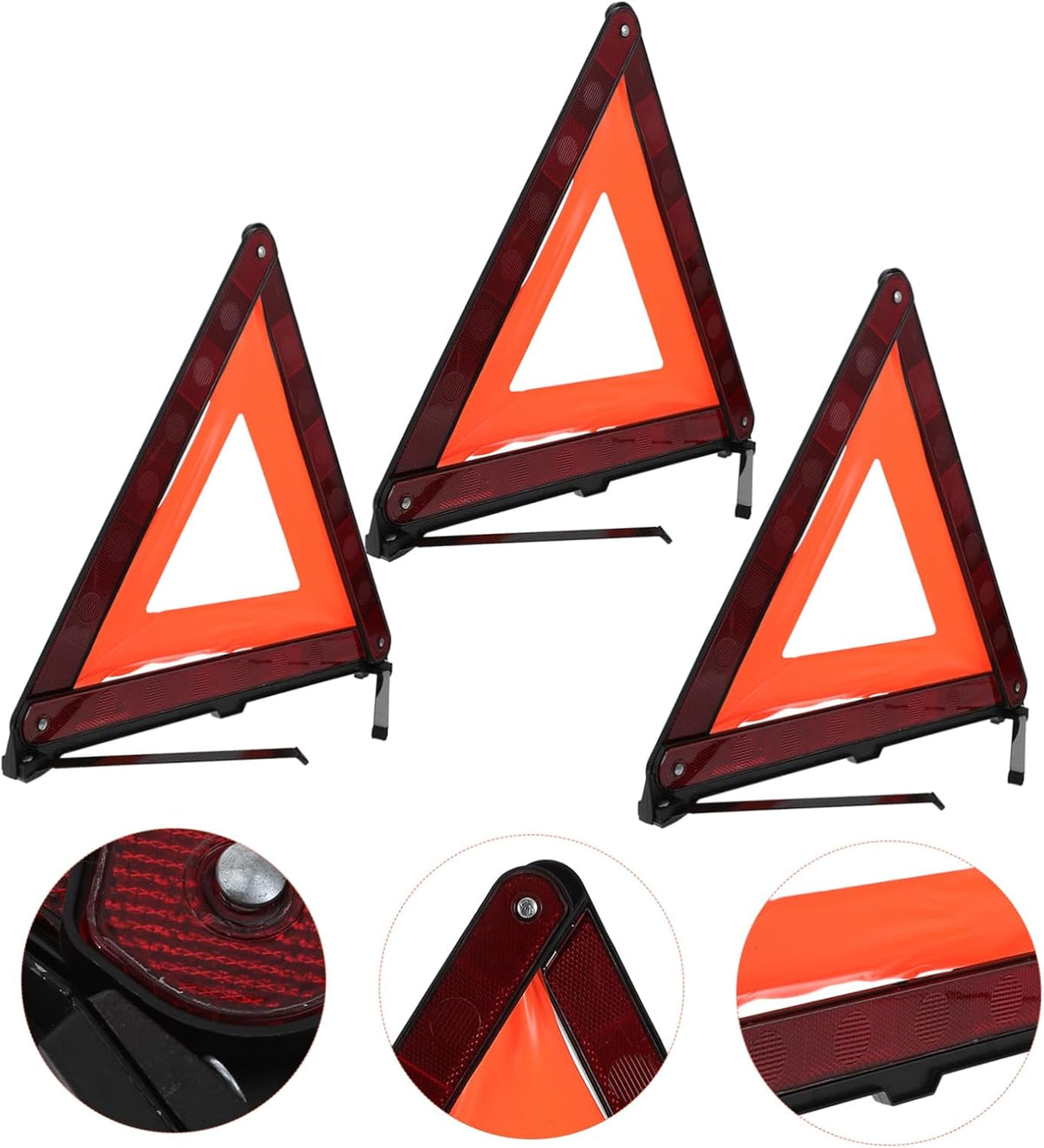 Alipis Triangle Warning Sign 3 Piece Pack Roadside Car Emergency Red