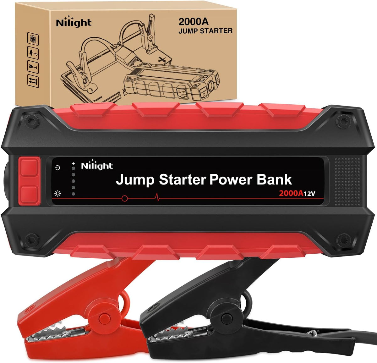 Nilight 2000A Car Battery Jump Starter Up to 8.0L Gas /7.0L Diesel Engines
