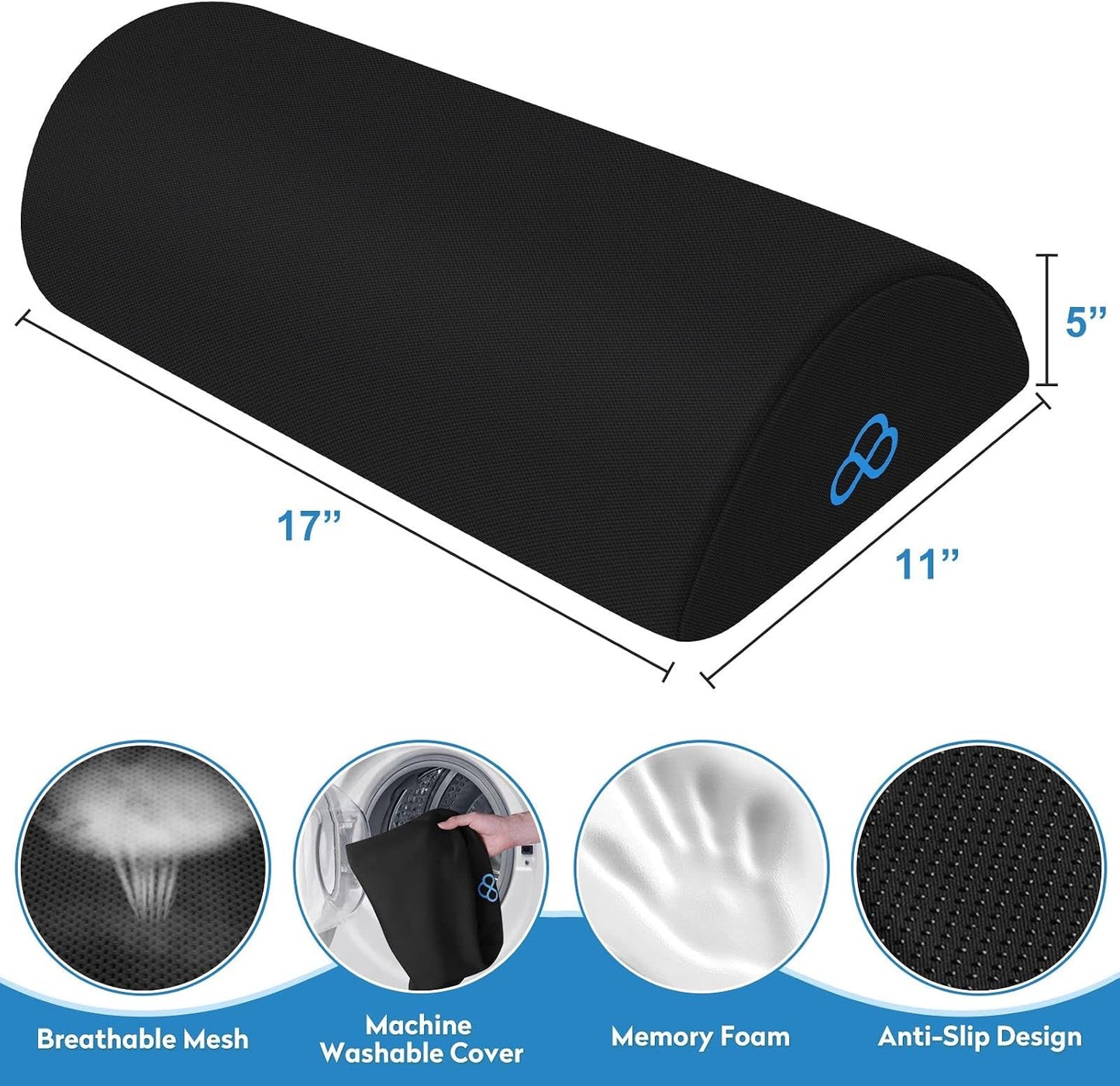 StepLively Foot Rest Ergonomic Pillow for Under Desk at Work, Anti-Fatigue Footrest Support Pillow for Fatigue &amp; Pain Relief, Comfortable for Office Chair, Car Seat &amp; Gaming Chair - Black