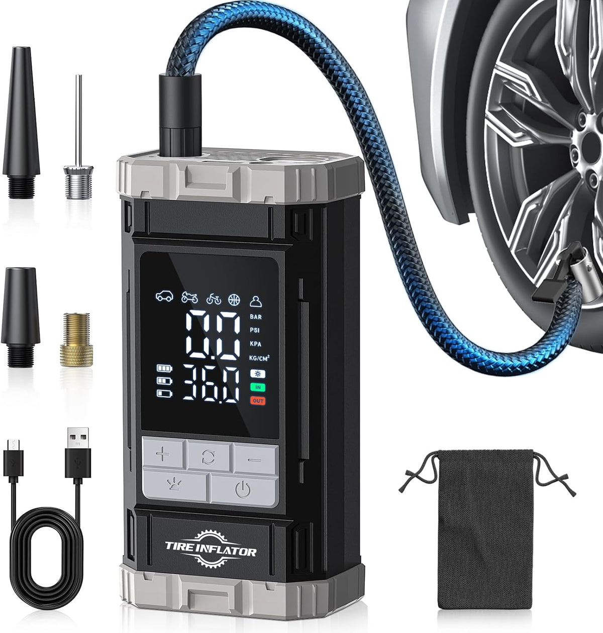 150 PSI Cordless Rechargeable Tire Inflator Portable Air Compressor