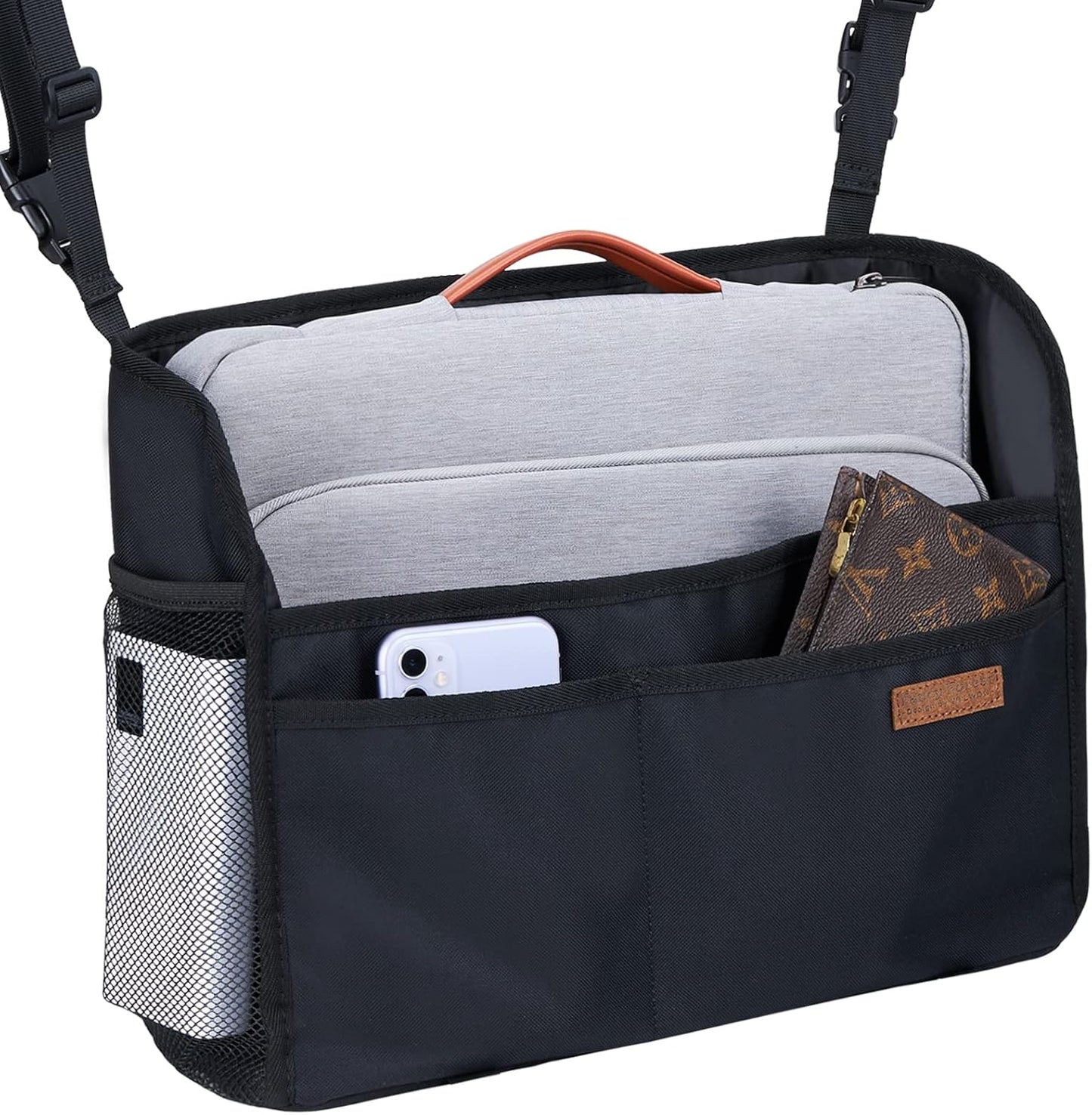 WLLWOO WLLWOO Car Net Pocket Handbag Holder Between Seats Back Storage Organizer Purse Holder for Console Front Seat Storage Barrier