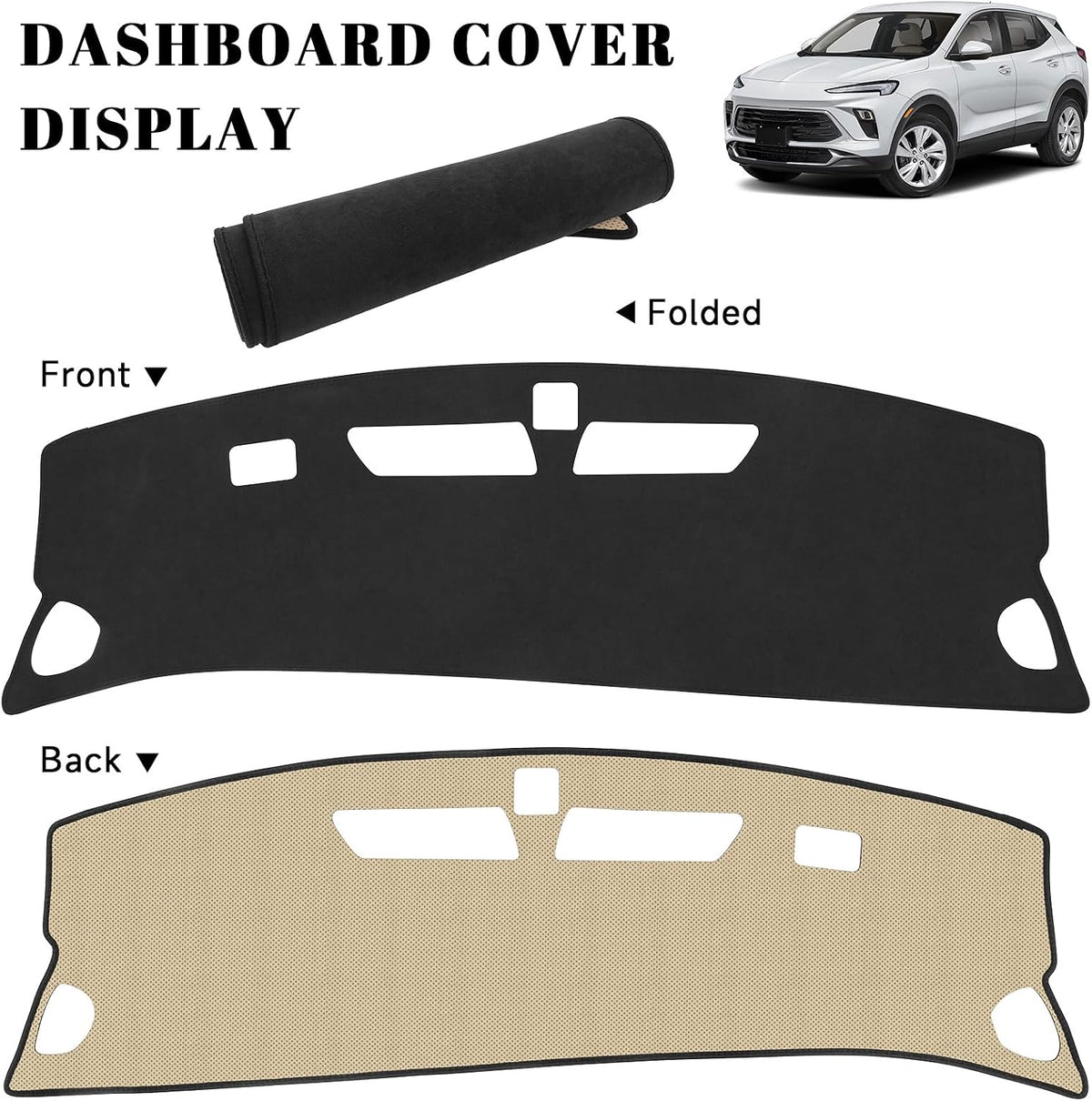 Black Dashboard Dash Board Cover Mat Carpet for Buick 2024-2025 2026 Encore GX Accessories Dash Cover Flannel Material Dash Mat Sunshade